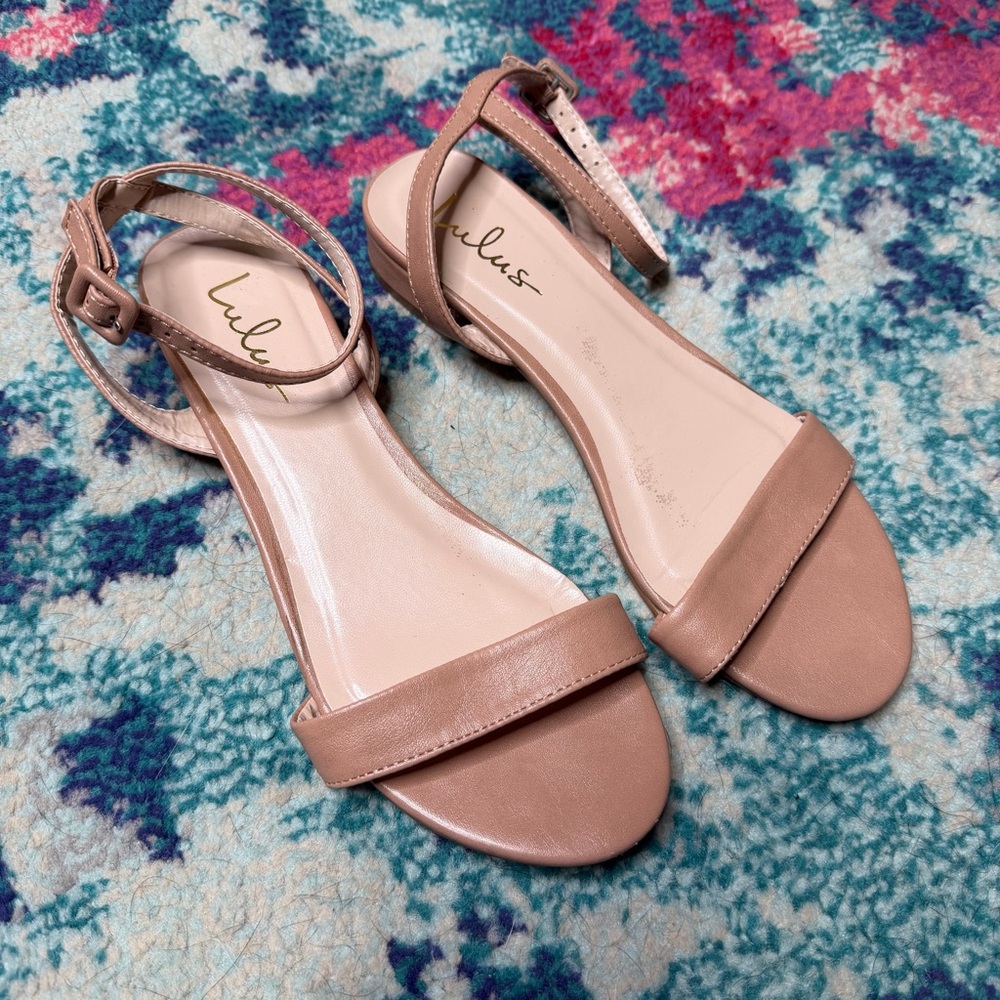 Lulus Darryian Light Nude Ankle Strap Flat Sandals - Picture 2 of 6